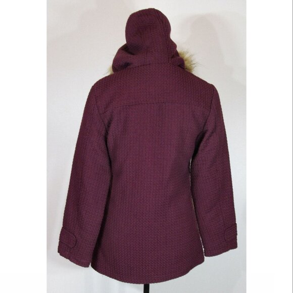 Steve Madden Wool Look, Basket Weave Hooded Winter Jacket, 14-16 Girls - Picture 6 of 8